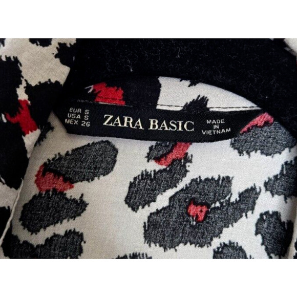 Zara Shirt Womens Small Red Black Leopard Print Oversized Flowy Tunic Top Baddie - Picture 4 of 7
